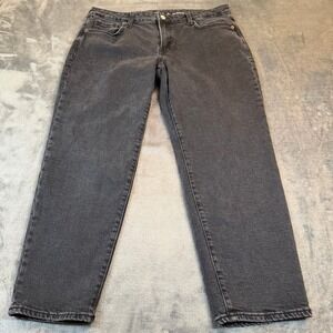 Old Navy OG Straight Jeans Womens 14 Petite Mid Rise Washed Black Denim Stretch